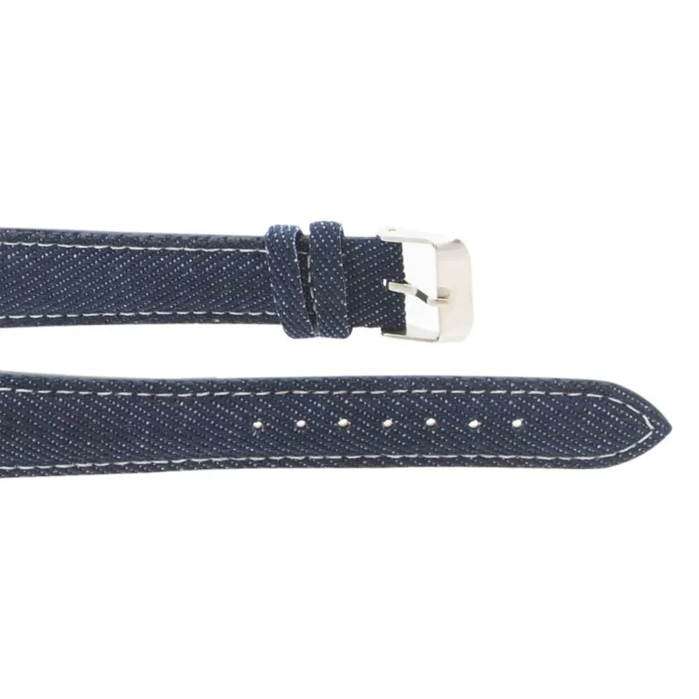 NEW Geneva Navy Denim Strap Silver Tone Quartz Watch
